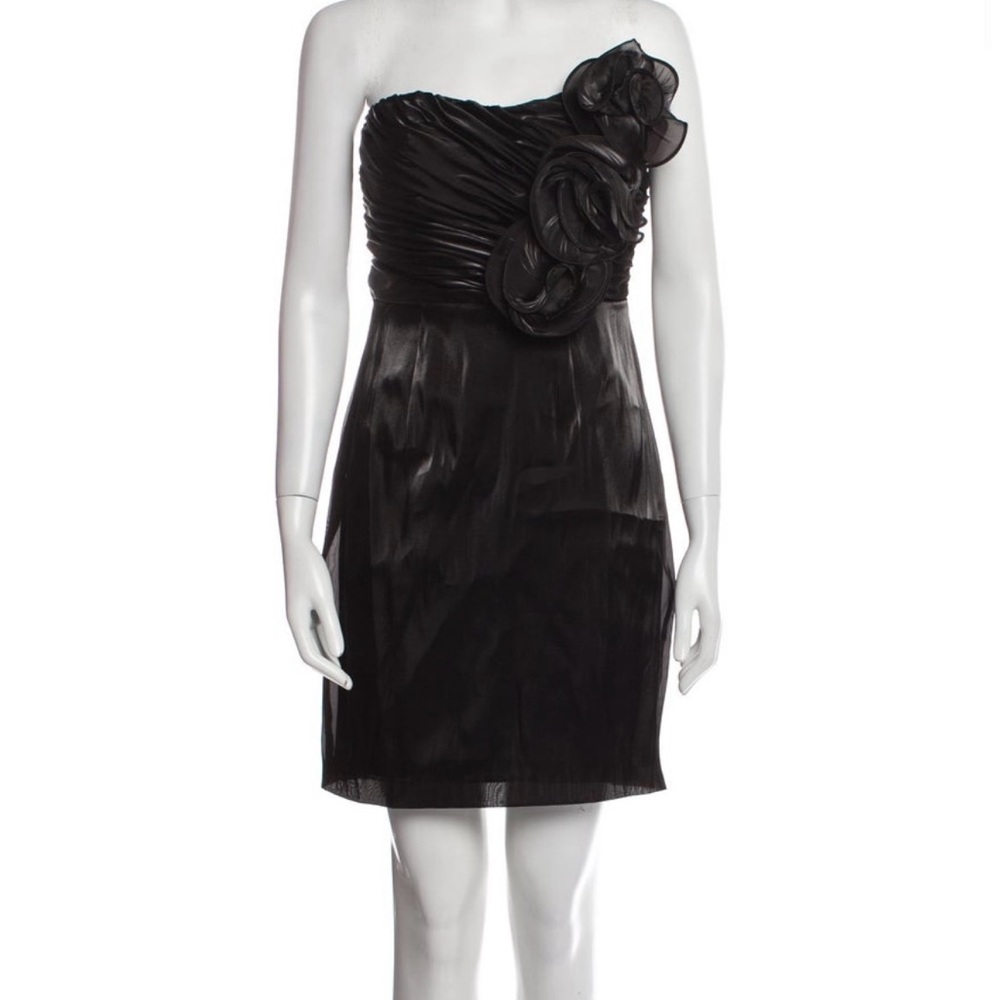 Aidan Mattox Organza Strapless Mini Black Dress Size: 6 NWT - Picture 5 of 14